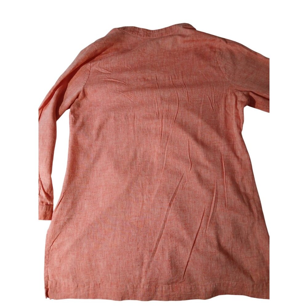 For Cynthia Womens Coral Linen Tunic Top Button Front 3/4 Sleeves Size XL Plus - Picture 11 of 13